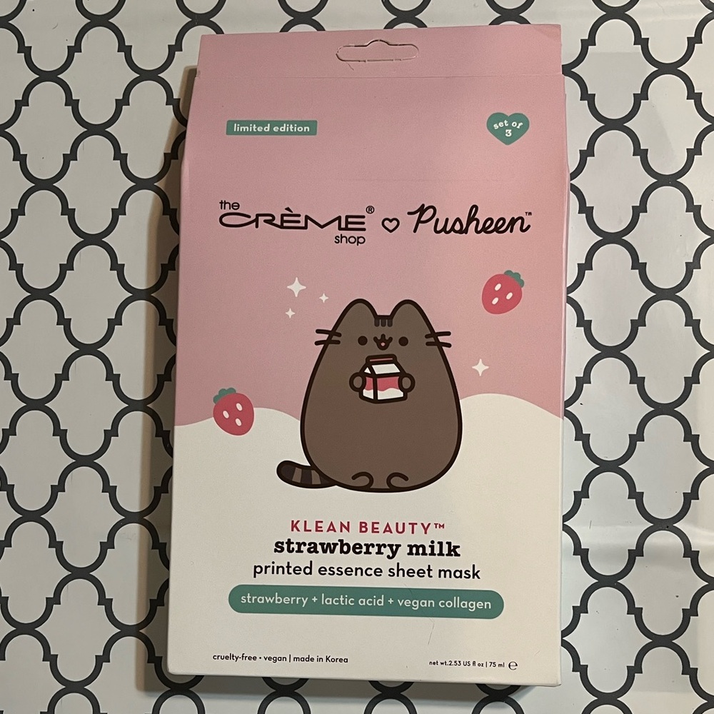 Pusheen Pink Strawberry Milk Skincare Mask